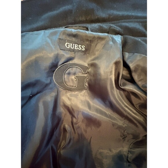 Vintage Guess Womens  SZ LG Pea Coat Double Breasted Black Wool Blend Jacket - Picture 12 of 14